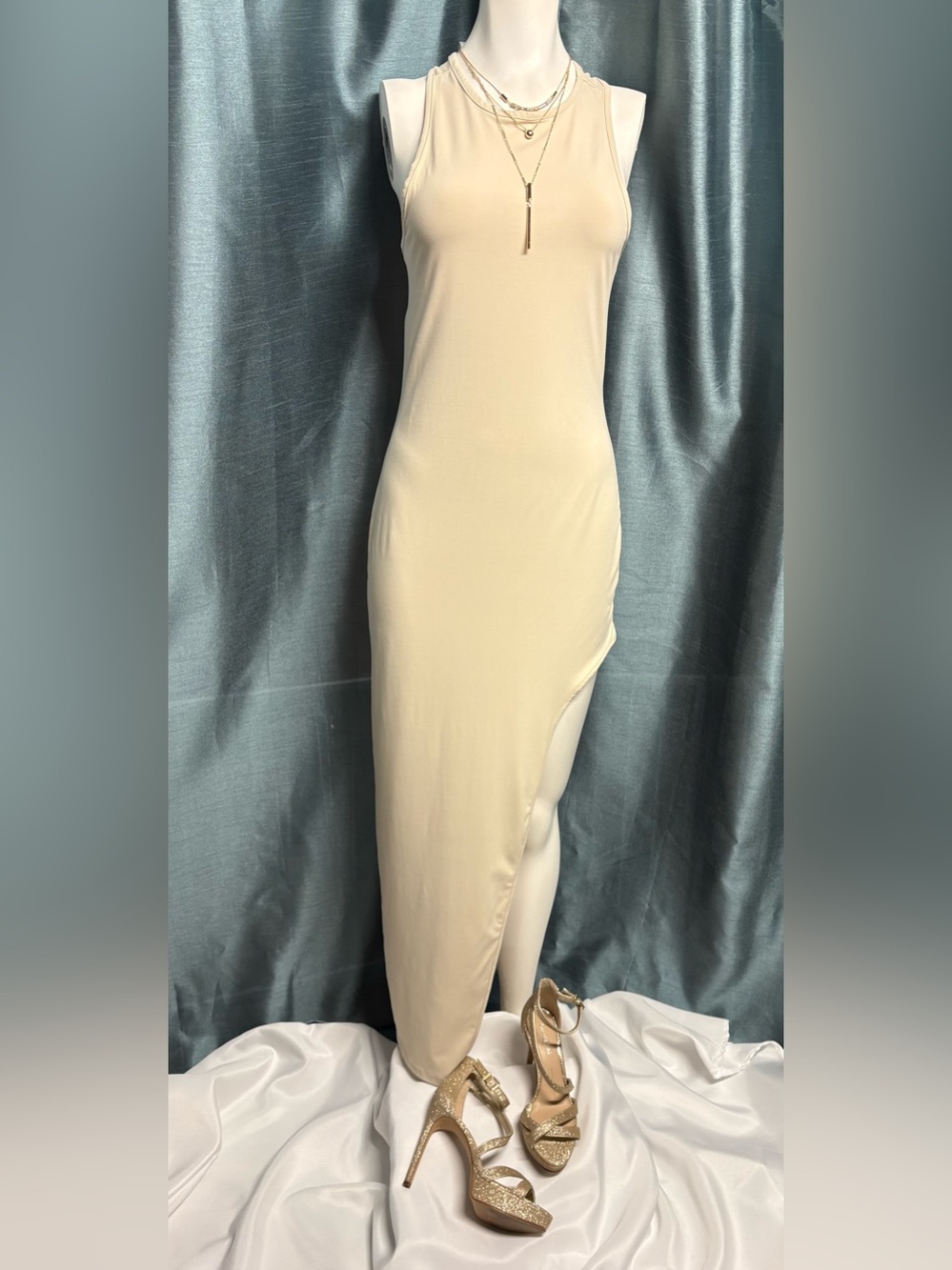 SHEIN Beige Stretch Maxi Dress